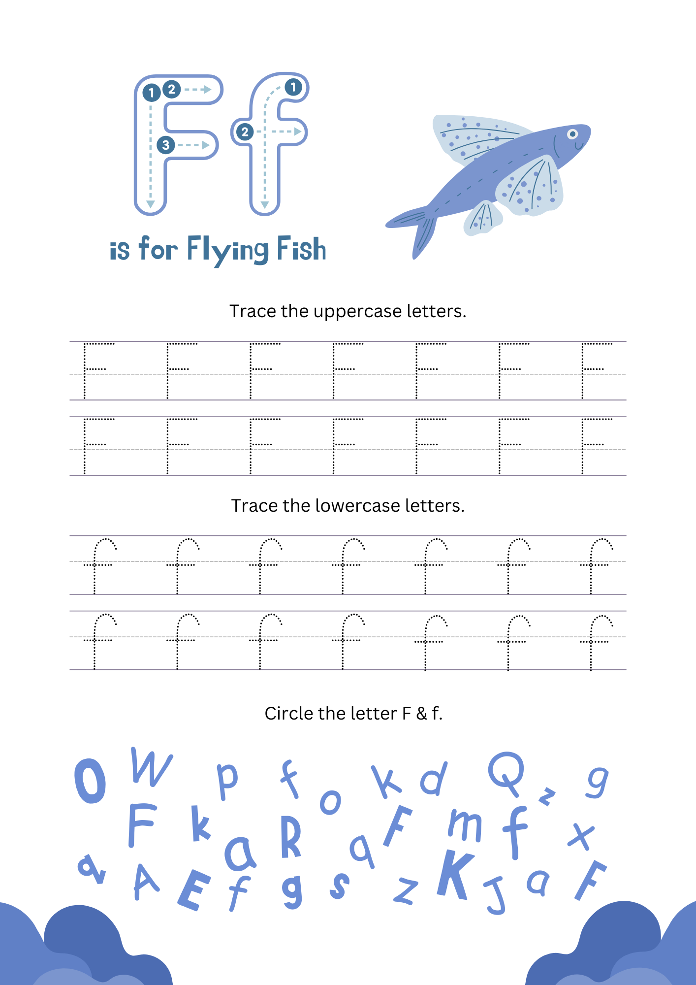Ocean Animal Handwriting Alphabet Worksheet