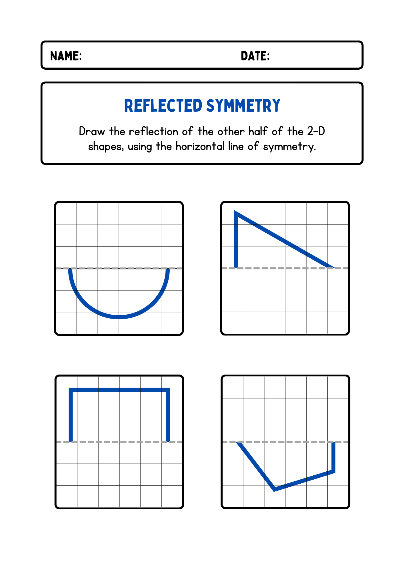 Lines of Symmetry Drawing Activity Worksheets
