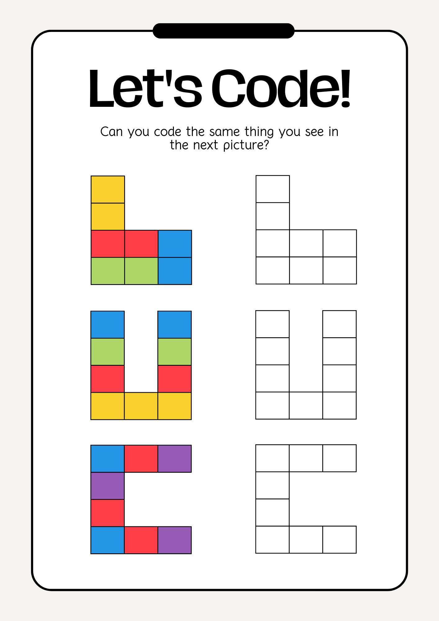 Let's Code Worksheet
