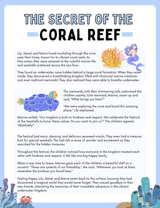 Mermaid and Marine Life Reading Comprehension Workbook for Speech Therapy