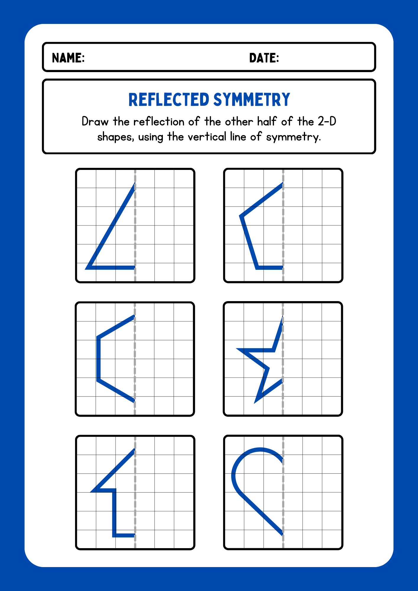 Lines of Symmetry Drawing Activity Worksheets