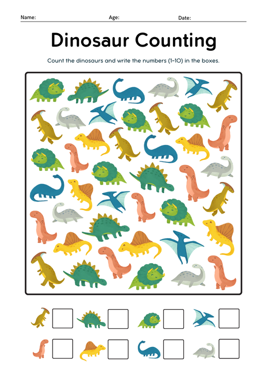 Dinosaur Counting Worksheet