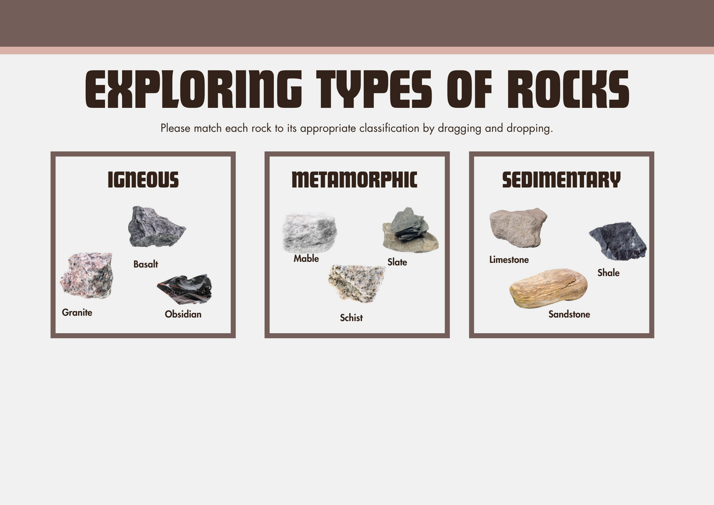 Exploring Types of Rocks Digital worksheet