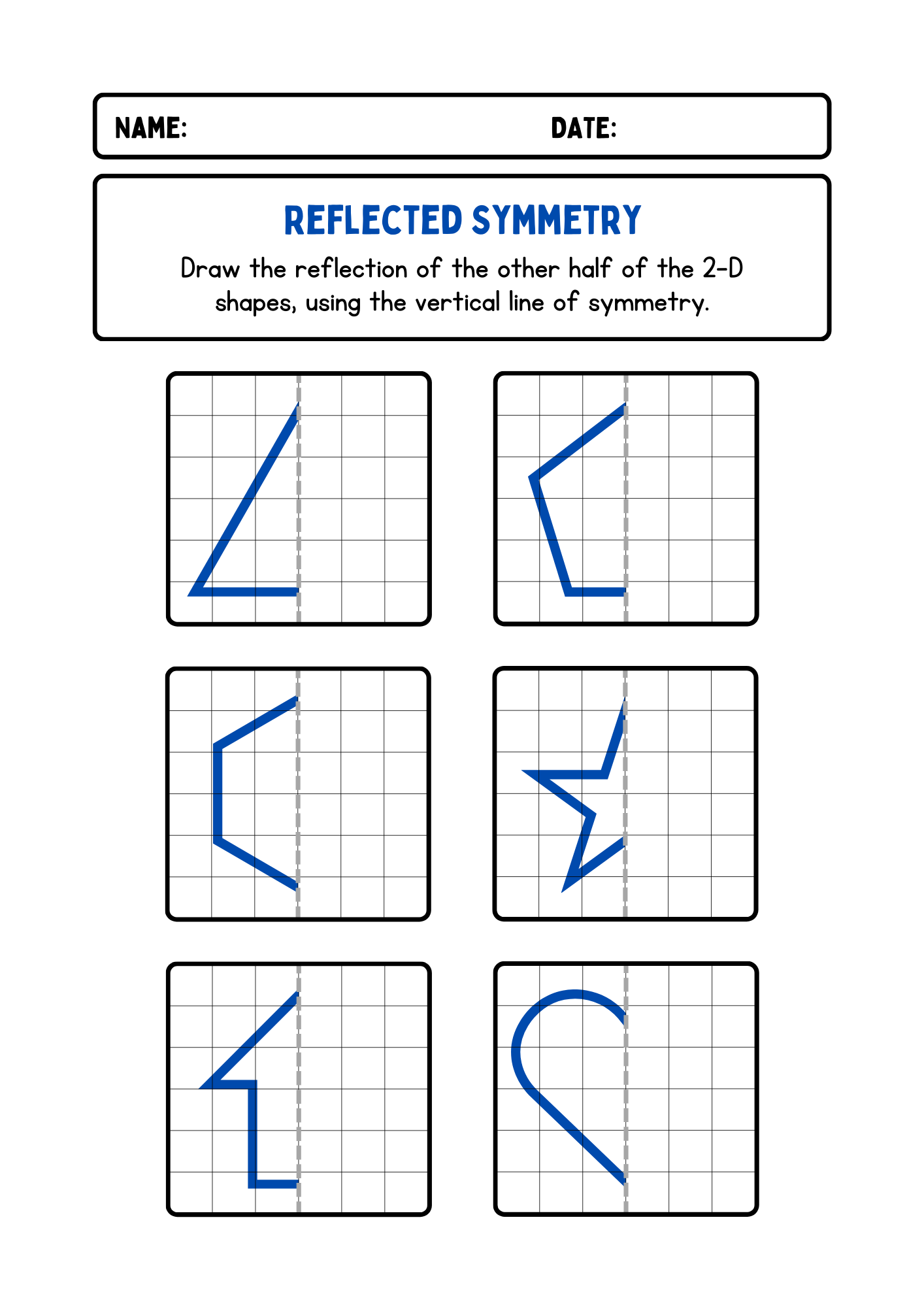 Lines of Symmetry Drawing Activity Worksheets