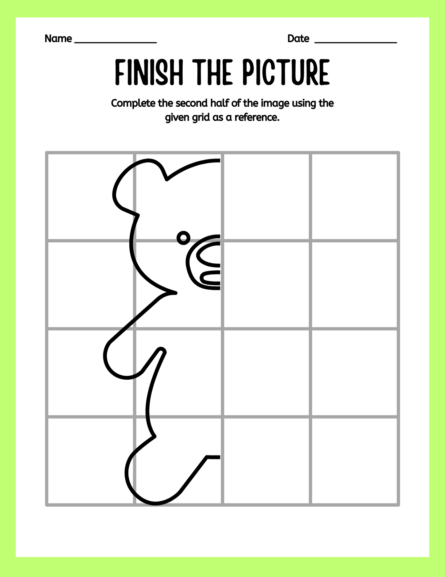 Finish the Picture Symmetry Worksheet