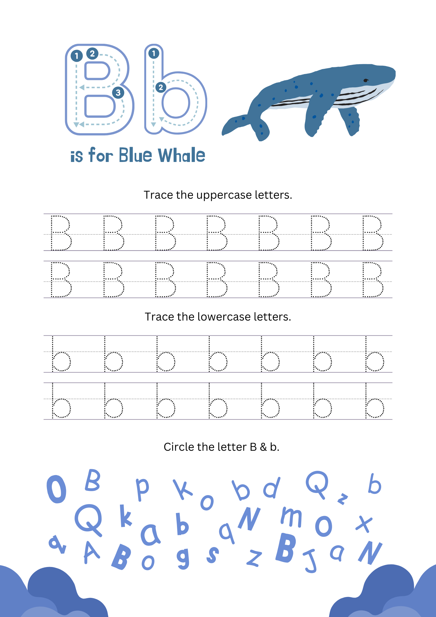 Ocean Animal Handwriting Alphabet Worksheet