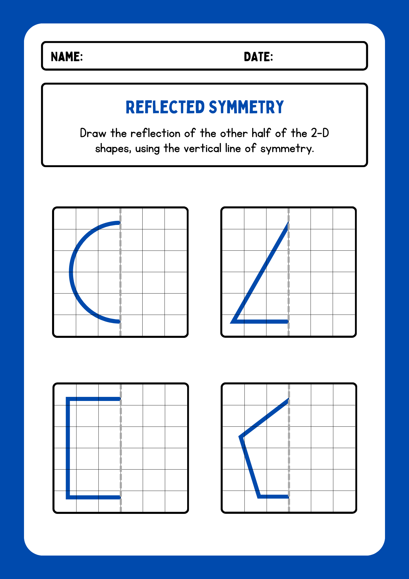 Lines of Symmetry Drawing Activity Worksheets