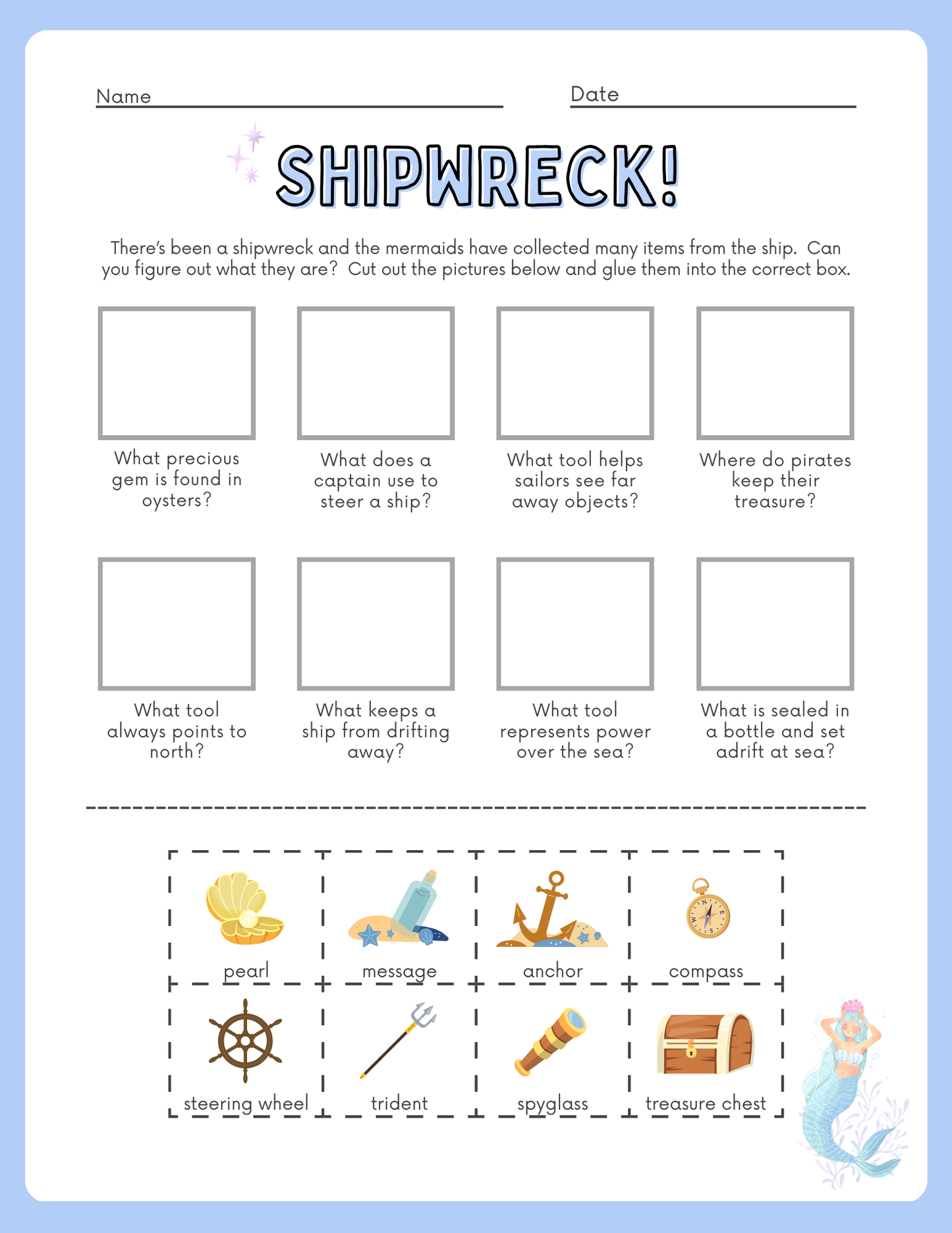 Mermaid and Marine Life Reading Comprehension Workbook for Speech Therapy