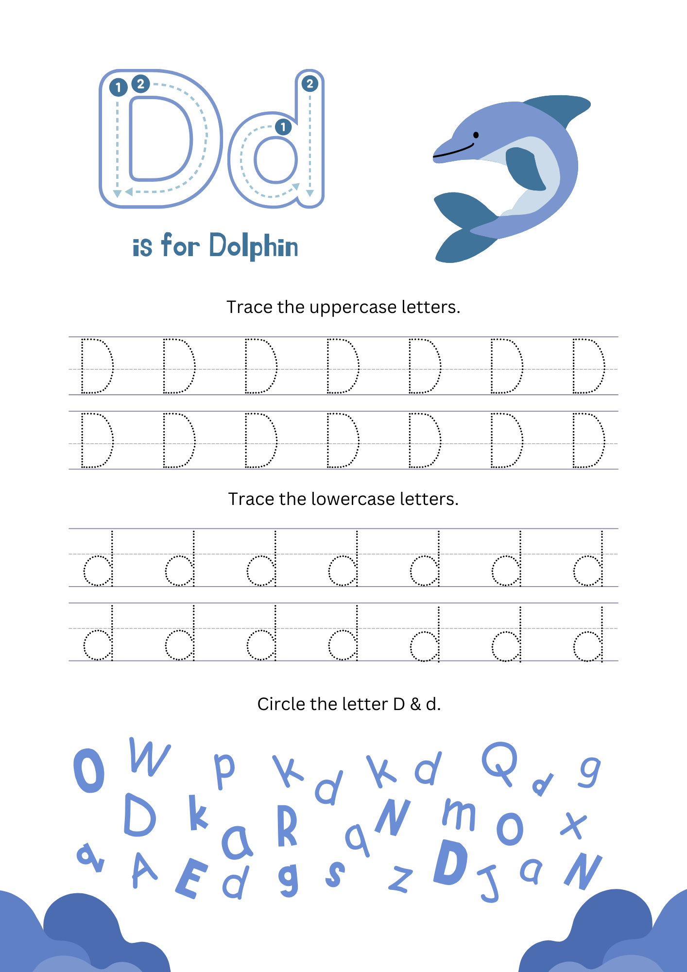 Ocean Animal Handwriting Alphabet Worksheet