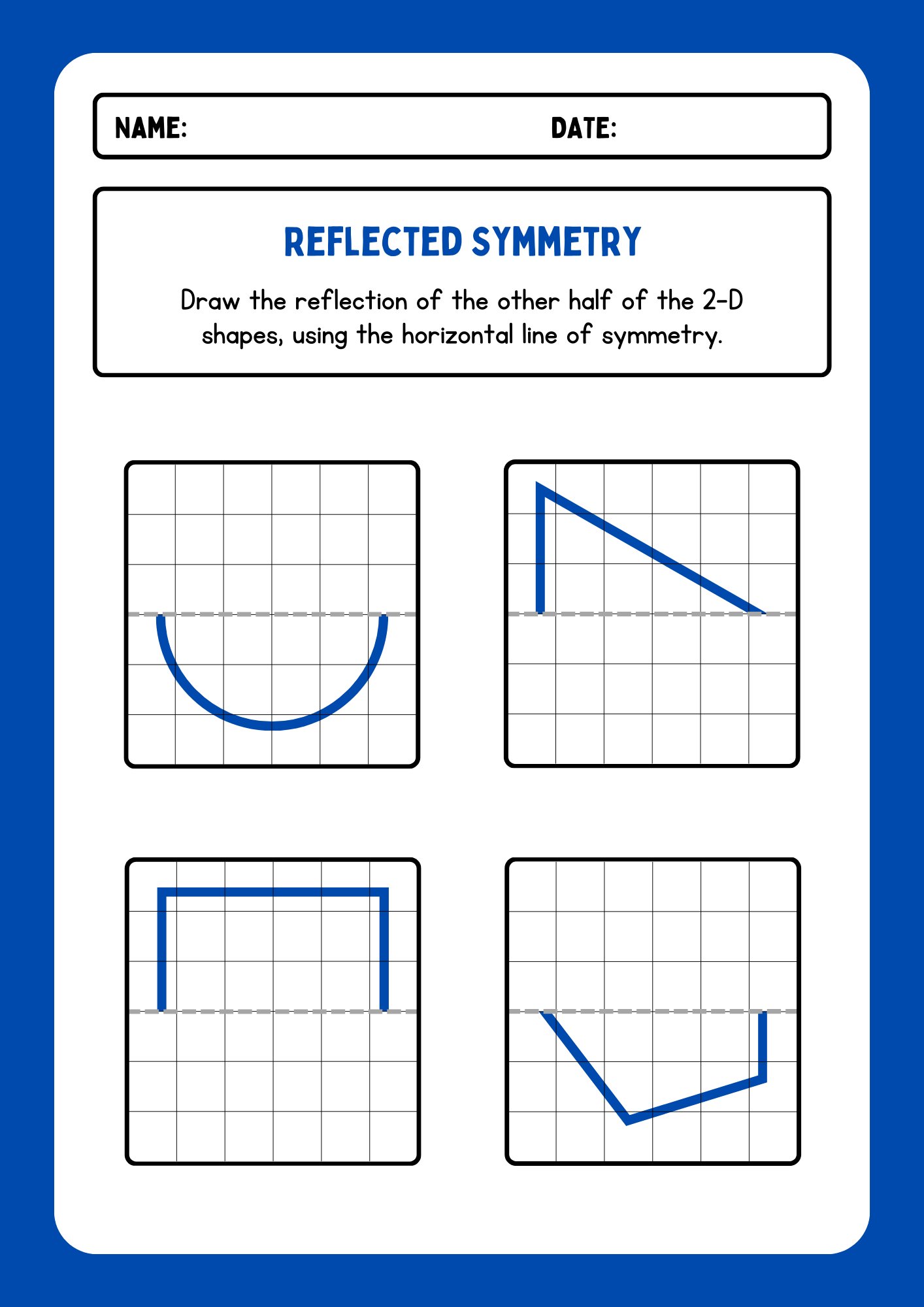 Lines of Symmetry Drawing Activity Worksheets