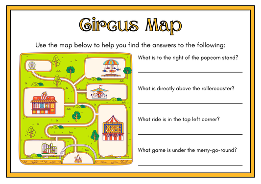 Circus Map Geography Worksheet