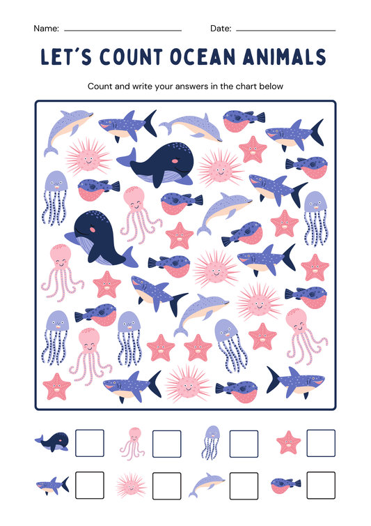Let's Count Ocean Animals Worksheet