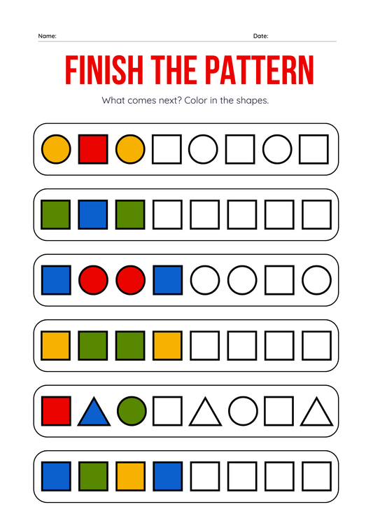 Patterns Worksheet