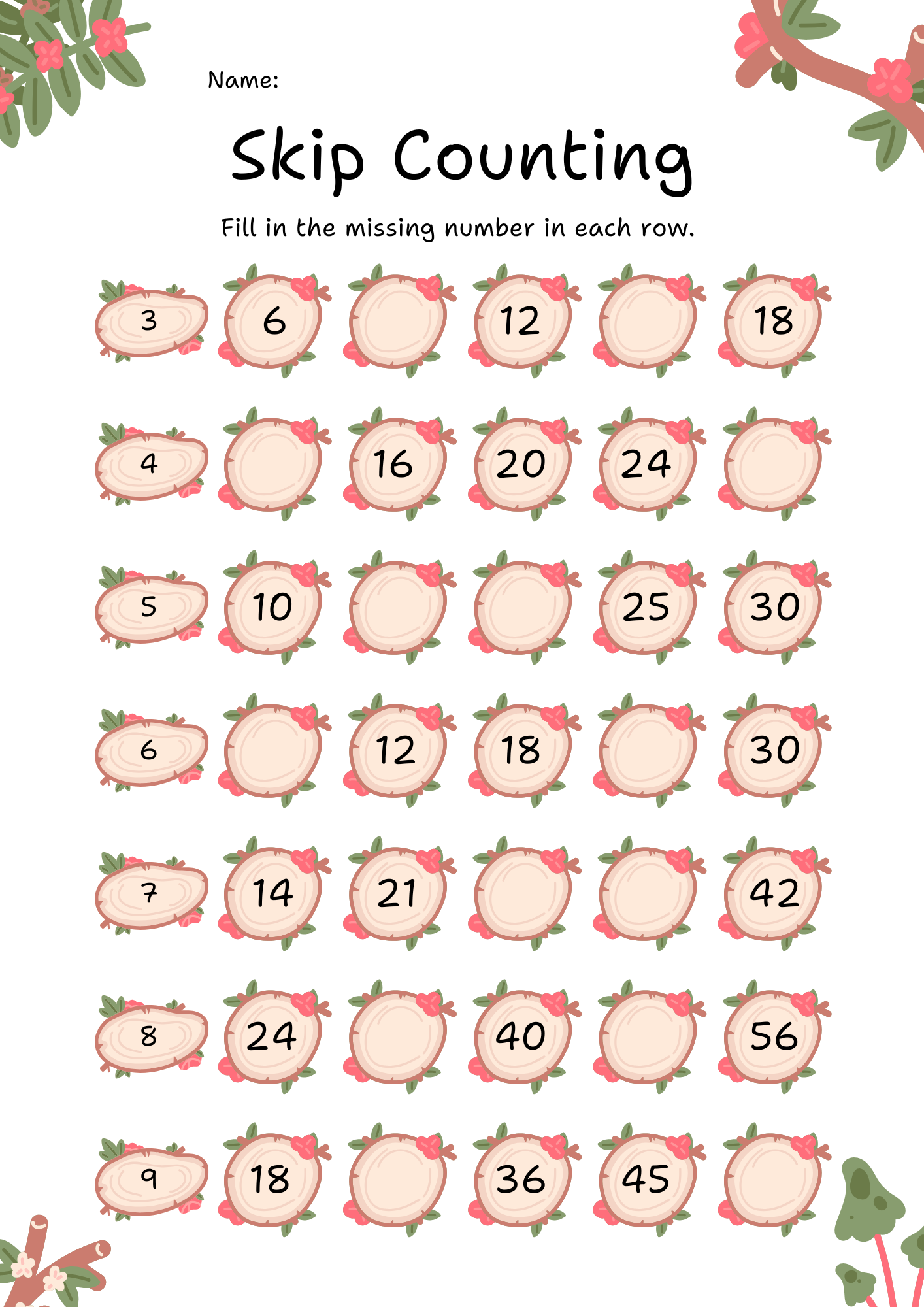 Skip Counting Worksheet